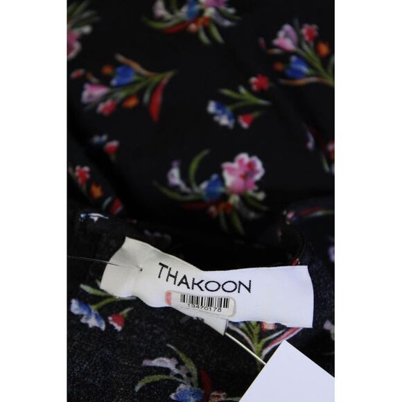 Thakoon Collective Womens Watercolor Floral Jumpsuit Black Size 8 13470178 - Picture 4 of 5